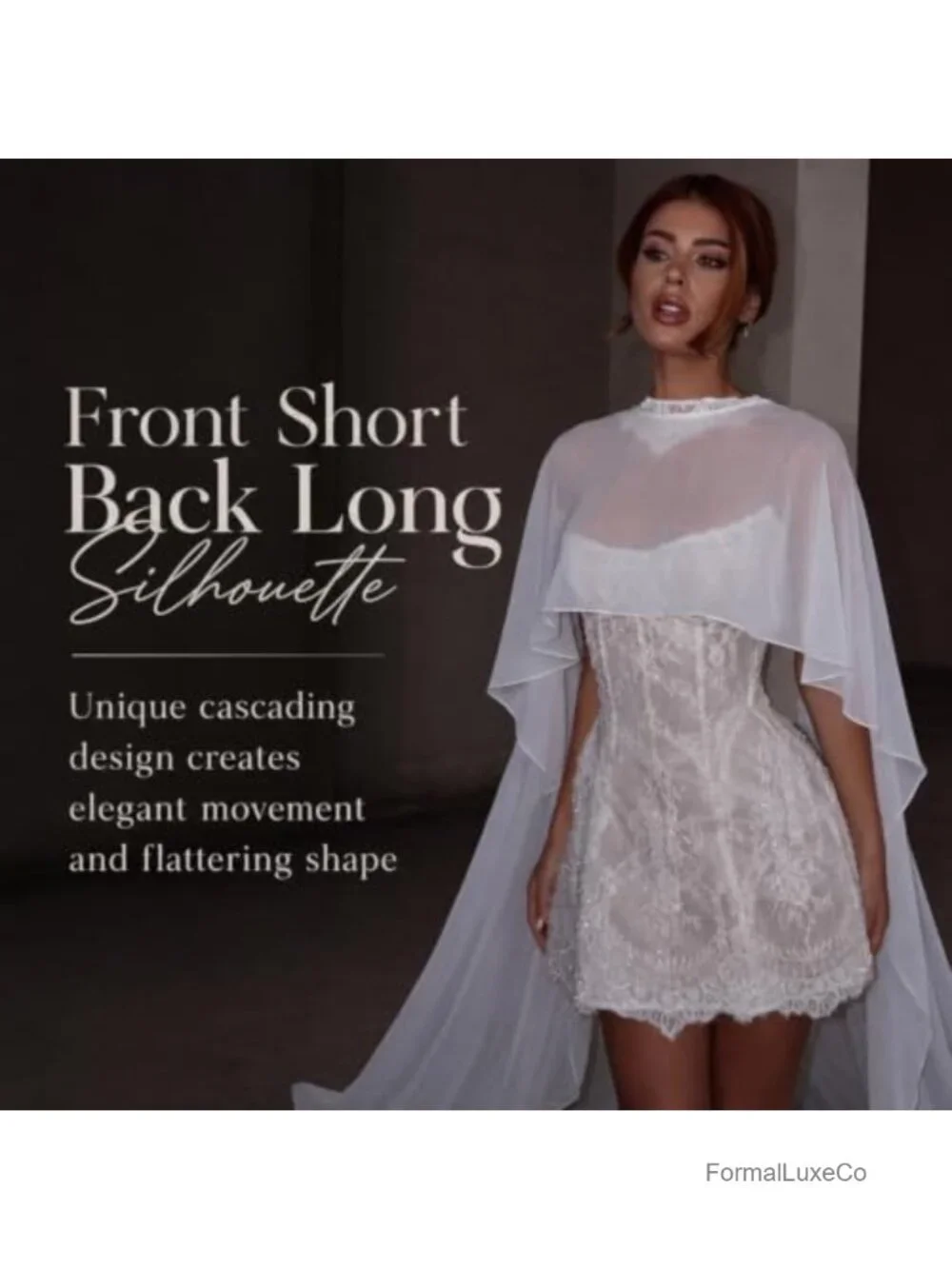 Chiffon Bridal Cape Asymmetric Wedding Shawl Wrap Cover Up